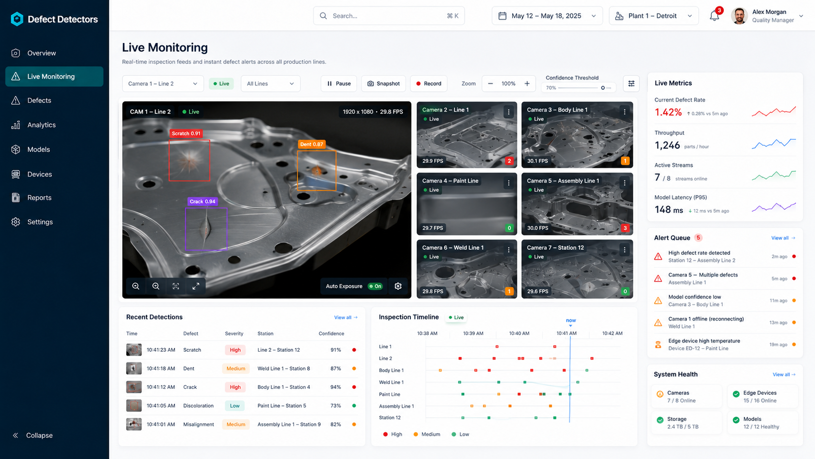 Defect Detector — live visual inspection