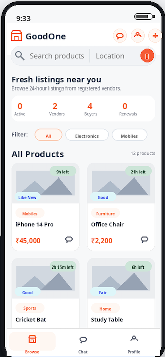 Good One marketplace — product listings